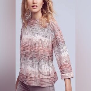 Anthropologie Postmark Soundwaves 3/4 Sleeve Swrater Cute Retro Abstract Style S